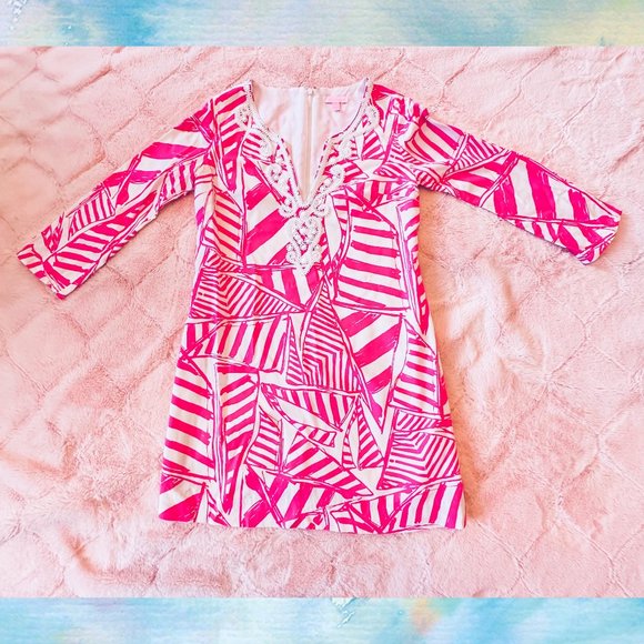 Lilly Pulitzer Julianna Mini Beaded Tunic Dress Capri Pink Small - Picture 2 of 5